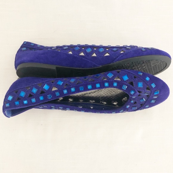 Gianini Bini blue laser cut jeweled flats - Picture 4 of 11